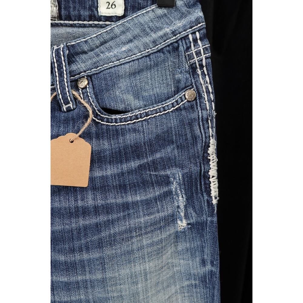 BKE Denim Women's Distressed Starlite Rolled Cuff Crop Raw Hem Denim Jeans SZ 26 - Picture 5 of 16